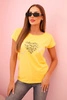 Women's cotton short-sleeve blouse with "Stay Wild" print yellow