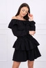 Off-the-shoulder dress with tie at the waist black