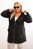 Moteriška Plus Size džinsinė palaidinė su gobtuvu ir kišenėmis juoda
