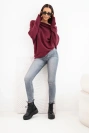 Women's asymmetric batwing viscose sweater plum