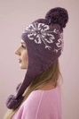 Women's long eared cap Balbina K381 purple