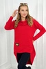 Džemperis su gobtuvu ir ilga nugara raudonos spalvos