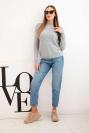 Women's sweater with a half-turtleneck made of soft knit gray