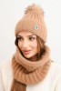 Damen Winterset mit Pompon und Schal camelowy
