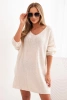 Plus Size women's dress wool with V-neck light beige