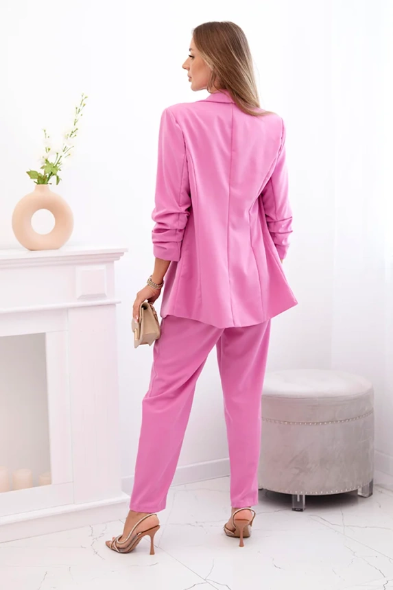 Elegant set of jackets and trousers dark pink