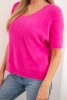 Damenpullover aus weichem Fleece mit V-Ausschnitt und kurzen Ärmeln lila