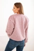 Women's fur jacket without fastening dark pink