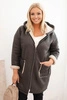 Plus Size women's jacket with a hood and pockets insulated with fleece graphite