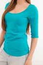 Bluse mit Rundhalsausschnitt meerblau