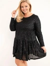 Šaty dámske Plus Size s prídavkom viskózy a flitrami čierna