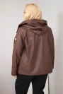 Plus Size women's jacket with hood and adjustable hem brown