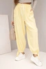 Damenhose mit weitem Bein und Bindung unten gelb