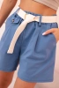  Damen-Shorts mit hohem Bund und Gürtel jeans