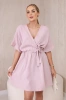 Muslin dress with waist dark pink