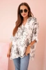 Women's V-neck shirt with a floral pattern black
