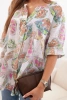 Women's cotton blouse with a butterfly pattern and buttons - white