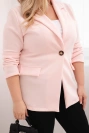 Damenjacke aus Viskose Plus Size mit langen Ärmeln und Kragen, zuckerrosa