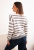 Women's striped sweater with a V-neck gray