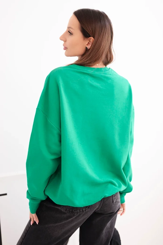 Damenpullover aus Baumwolle Basic mit Rundhalsausschnitt grün