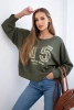 Printed sweatshirt buttery fabric khaki