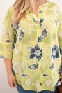 Damen-Baumwollbluse in Übergröße mit Blumenmuster hellgrün