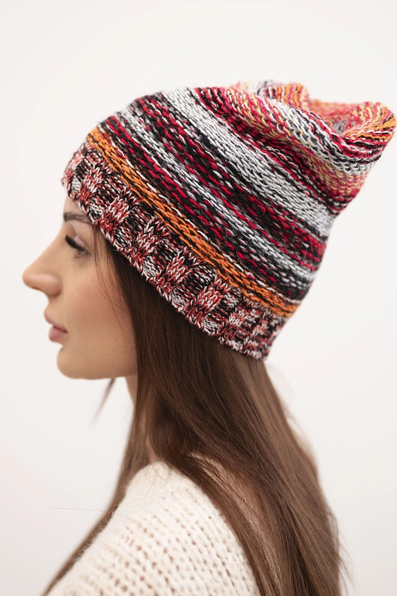 Hat with fleece Krystyna K207 red+black