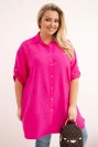 Plus Size women's viscose shirt with a longer back fuchsia