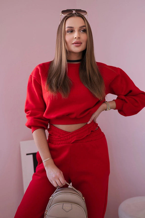Isolierset mit kurzem Sweatshirt rot