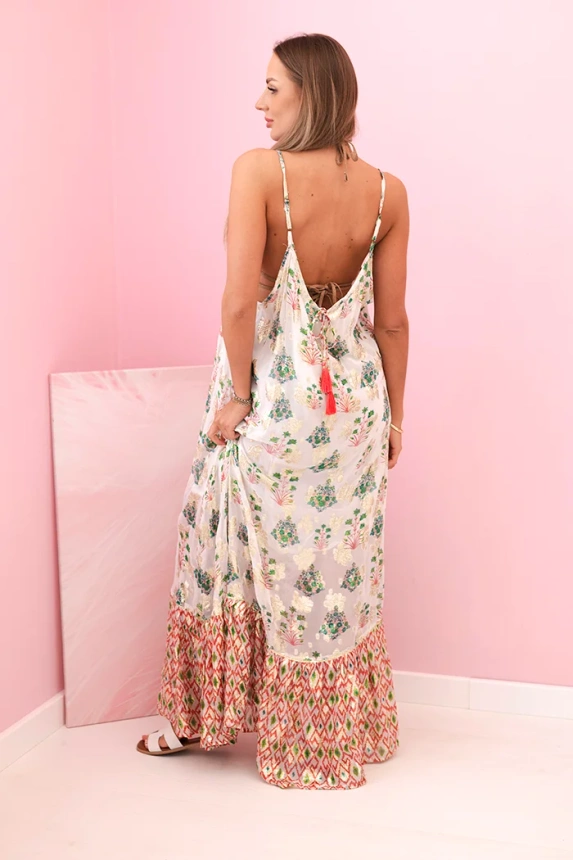 Damenkleid mit Trägern aus leichter Viskose Koralle