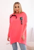 Oversize sweatshirt with asymmetrical sides pink neon