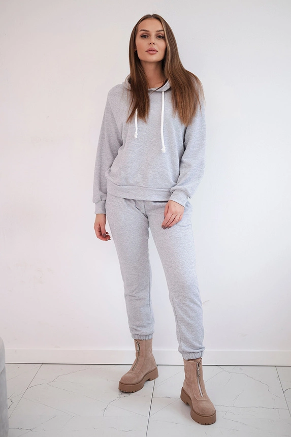 Graues Sweatshirt-Set mit Kapuze