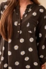 Linen women's blouse with long sleeves and buttons floral brown