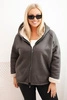 Damenjacke Plus Size mit Kapuze und Lammfell grafitowa