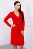 Dress with tie at waist red