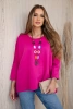 Oversize-Bluse mit Halskette butterweicher Stoff Fuchsia