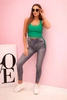 Women's ribbed blouse with drawstrings on the sides green