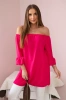 Spanische Bluse mit Rüschen am Ärmel Fuchsia