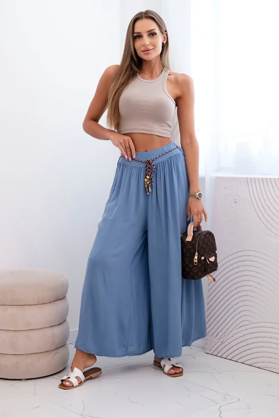 Dámske viskózové nohavice so širokými nohavicami Denim