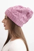 Women's winter wool hat with lace pattern K427 dark pink
