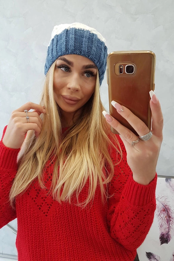 Milano fleecová čepice K203 ecru+jeans