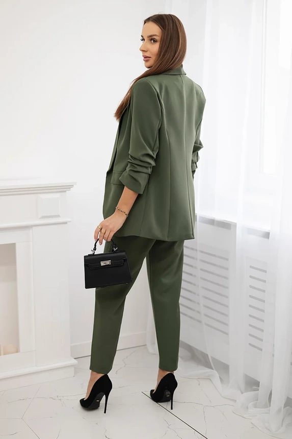 Elegantná súprava saka a nohavíc Khaki