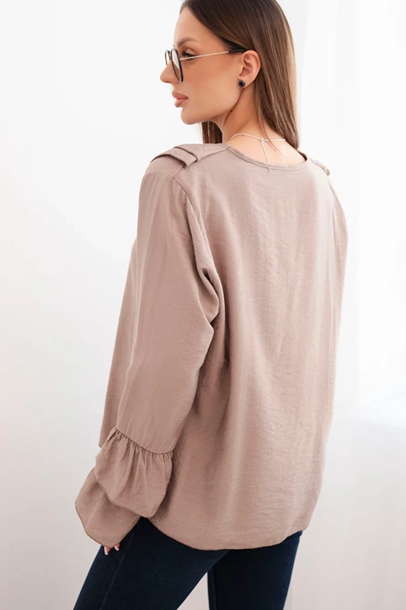 Women's viscose blouse with ruffles and long sleeves fango