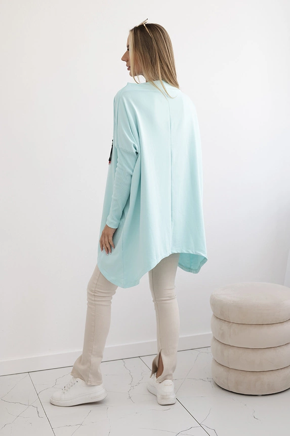 Oversize-Sweatshirt mit asymmetrischen Seiten mint