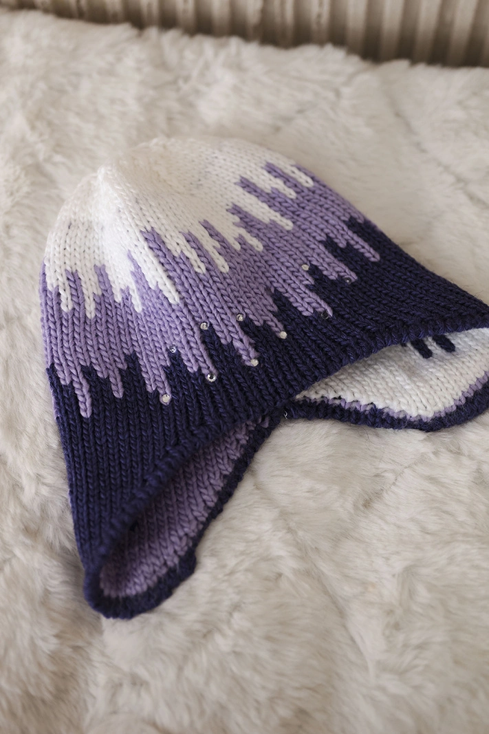 Damenmütze Nikol K405 weiß+violett+dunkellila
