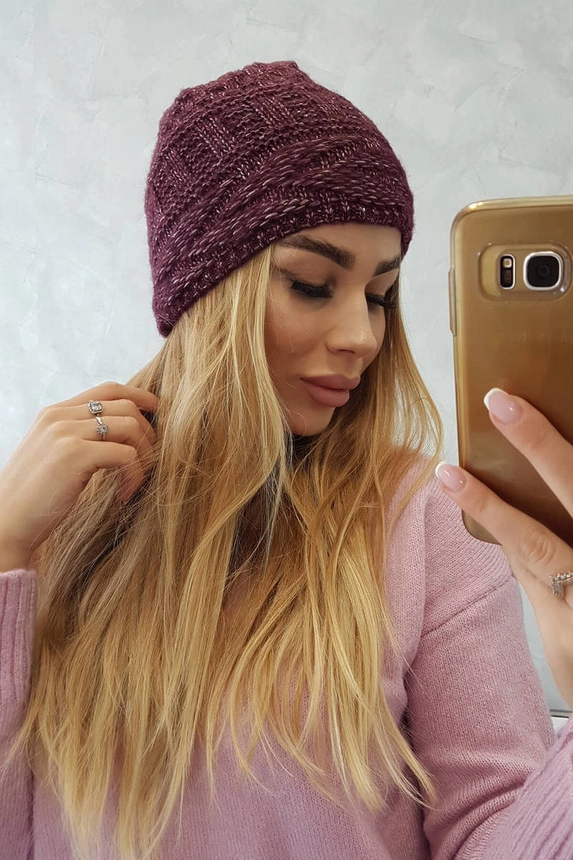 Edyta vilnonė kepurė K298 tamsiai violetinė