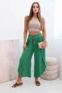Women's viscose trousers with leg slit green