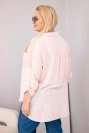 Women's plus-size cotton blouse with collar and lace insert dark dusty pink