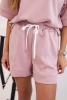 Women's butter set with a short-sleeved blouse and shorts with an elastic band dark pink