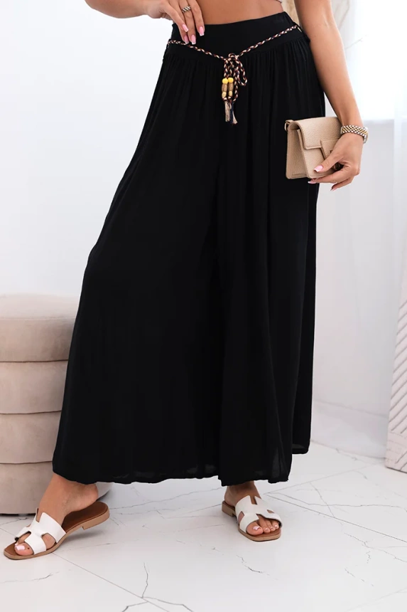 Damenhose aus Viskose mit weitem Bein schwarz